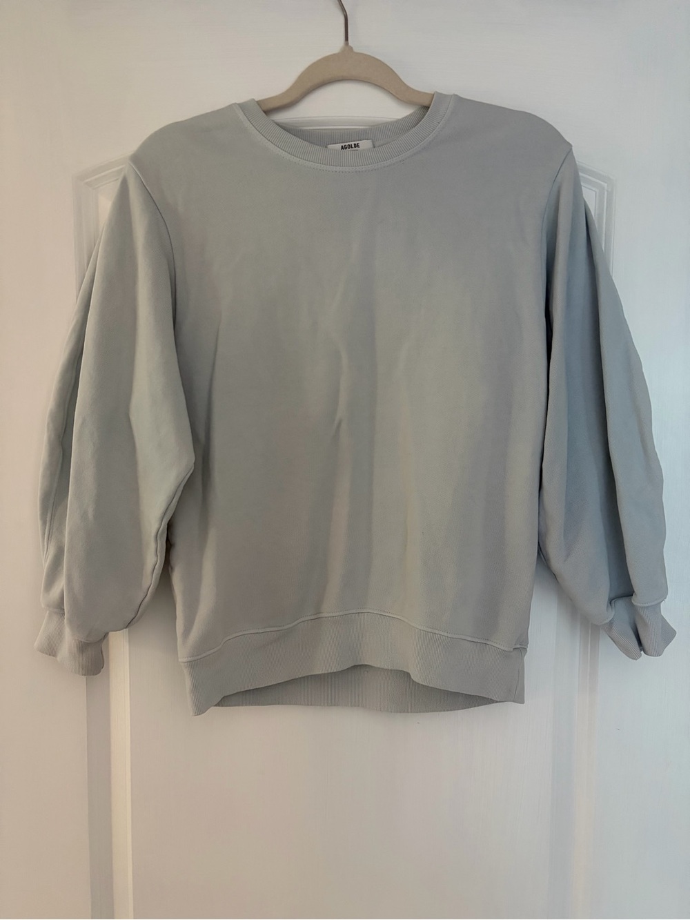 Agolde Women’s 3/4 Pullover Sweatshirt Size S Cotton Blueish Gray Casual Layer - Picture 3 of 13